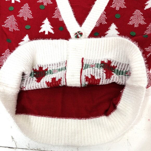 33 Degrees Cardigan Ugly Christmas Sweater w/ Christmas trees & spangles Large - Picture 9 of 16
